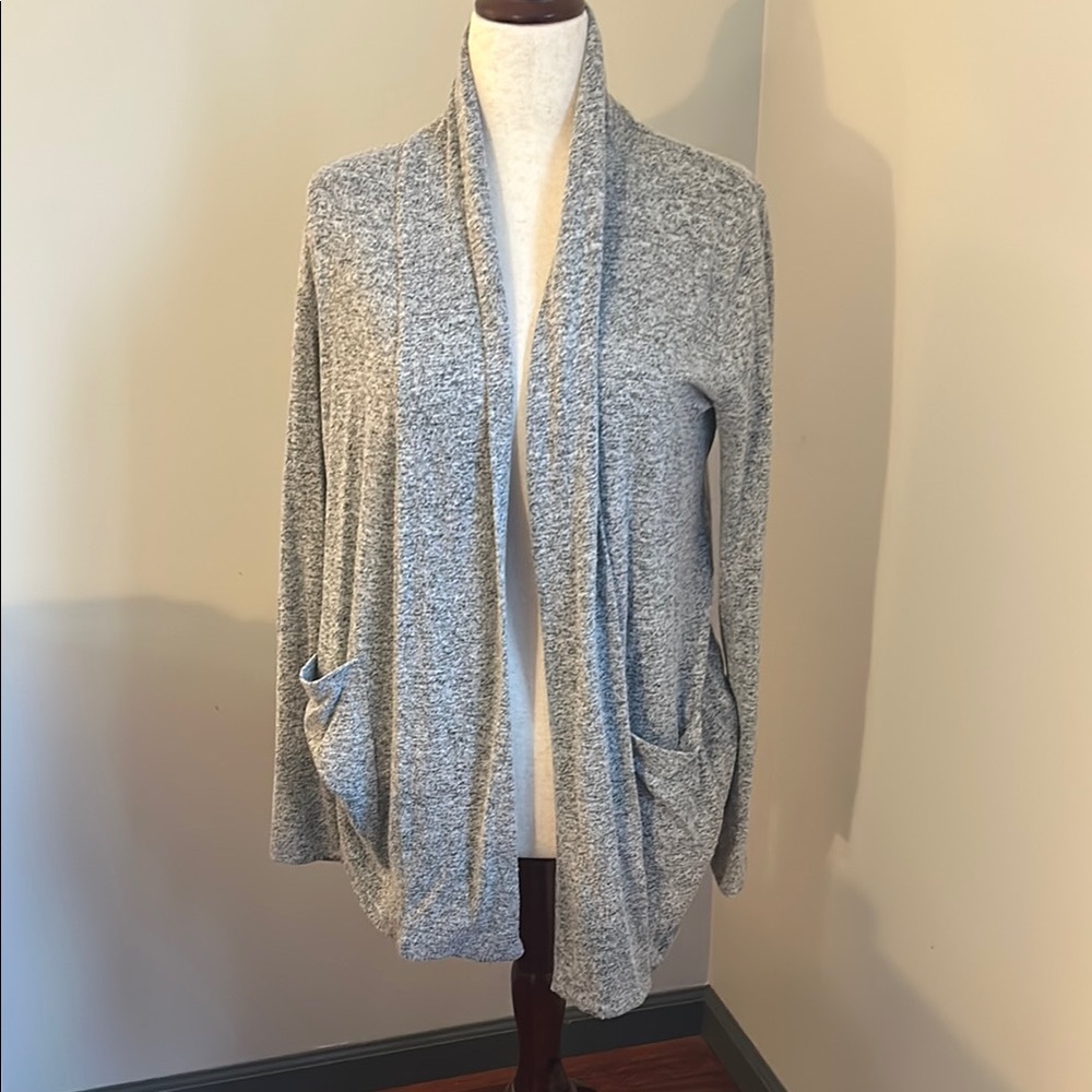 LOFT Gray Open Front Cardigan Sweater